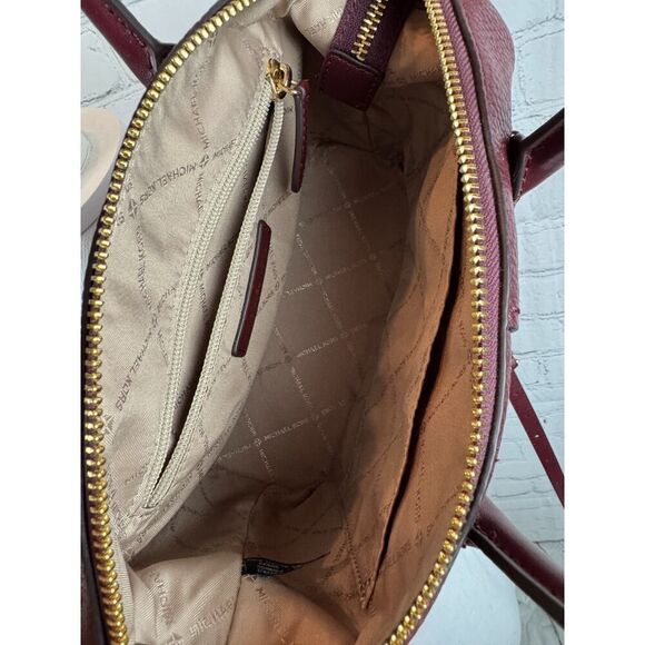 MICHAEL KORS Hyde oxblood color small pebbled leather satchel handbag NEW - Picture 13 of 13